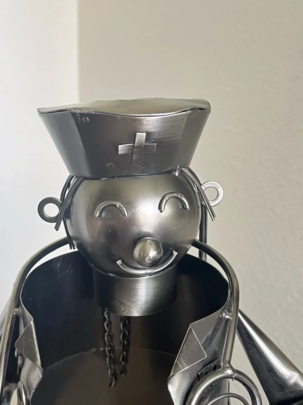 Metal Decorative Nurse Wine Holder Smoky gray metal
